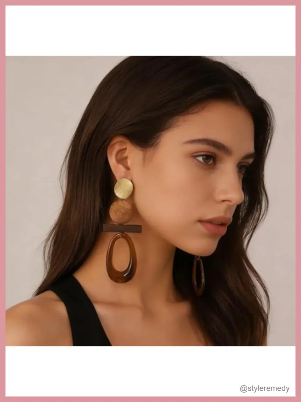 Vintage Geometric Dangle Earrings, Chunky Statement Boho Wood Resin Acrylic